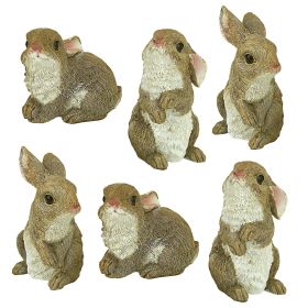 S/6 Baby Bunny Rabbit Den Statues