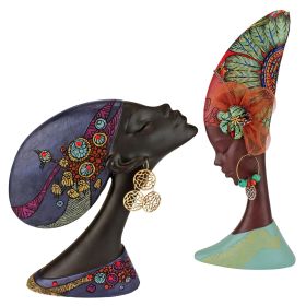 S/2 African Gele Headdress Sculptures