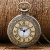 Bronze Roman Scale Display Design Quartz Pocket Watch Vintage Masculino Relogio Pendant Necklace Chain Leisure Men's Gift Clock