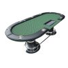 INO Design 96inch Oval Poker Table Detachable Armrest Chip Tray Green Speed Cloth Surface Stainless Steel Pedestal Base