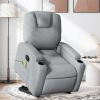 Stand up Massage Recliner Chair Light Gray Fabric