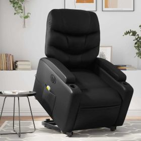 Electric Stand up Massage Recliner Chair Black Faux Leather