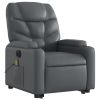 Electric Stand up Massage Recliner Chair Gray Faux Leather