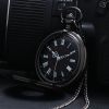 New Black Pocketwatch Vintage CharmUnisex Fashion Roman Number Quartz Steampunk Pocket Watch Women Man Necklace Pendant with Chain