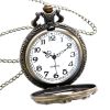 Classic Vintage Bronze Dog Wolf Hollow Quartz Fob Pocket Watch with Necklace Chain Cool Pendant Clock Gift for Women Men