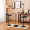 Belham Black Round Top Adjustable Height Bar Table and 2 Swivel Black Bonded Leather Adjustable Bar Stool Bar Sets