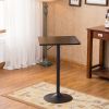 Belham Black Square Top Adjustable Height with Black Leg And Base Metal Bar Table and 2 Swivel Black Bonded Leather Adjustable Bar Stool Bar Sets