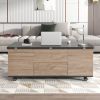 Modern Lift Top Coffee Table Multi Functional Table with 3 Drawers in Walnut & Black