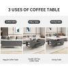 Modern Lift Top Coffee Table Multi Functional Table with Drawers in Gray & White