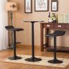 Belham Black Round Top with Black Leg And Base Metal Bar Table and 2 Swivel Black Bonded Leather Adjustable Bar Stool Bar Sets