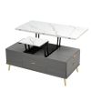 Modern Lift Top Coffee Table Multi Functional Table with Drawers in Gray & White