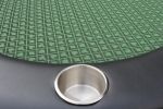 INO Design 96inch Oval Poker Table Detachable Armrest Chip Tray Green Speed Cloth Surface Stainless Steel Pedestal Base