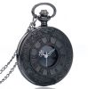 New Black Pocketwatch Vintage CharmUnisex Fashion Roman Number Quartz Steampunk Pocket Watch Women Man Necklace Pendant with Chain