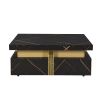 Modern Black Square Storage Coffee Table With 4 Drawers