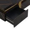 Modern Black Square Storage Coffee Table With 4 Drawers