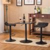 Belham Black Square Top Adjustable Height with Black Leg And Base Metal Bar Table and 2 Swivel Black Bonded Leather Adjustable Bar Stool Bar Sets