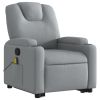 Stand up Massage Recliner Chair Light Gray Fabric