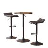 Belham Black Round Top Adjustable Height Bar Table and 2 Swivel Black Bonded Leather Adjustable Bar Stool Bar Sets