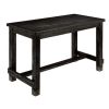 Antique Black Bold Distressed 1pc Bar Table Dining Room Furniture Center Beam for Support / Footrest High Counter Table