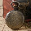 Classic Vintage Bronze Dog Wolf Hollow Quartz Fob Pocket Watch with Necklace Chain Cool Pendant Clock Gift for Women Men