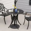 Antique Cast Aluminum Outdoor 30" With Umbrella Hole Round Patio Dining Table