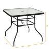 Outdoor Garden Lawn Pool Deck High Dining Bistro Table Tempered Glass Top with Umbrella Hole