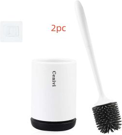 Home Fashion Simple Toilet Cleaning Brush Set (Option: White Black-2PCS)