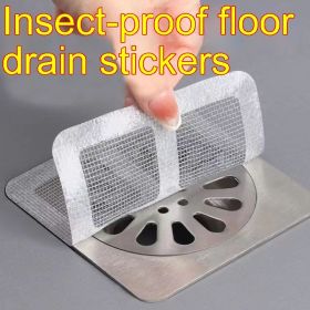 Disposable Self-adhesive Tian Zi Floor Drain Sheet Anti-blocking Insect-proof Anti-hair (Option: Gray-10PCS)