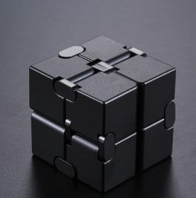 Stress Relief Toy Premium Metal Infinity Cube Portable Decompresses Relax Toys for Adults Men Women (Color: Black)