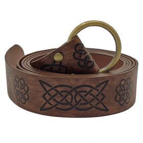 1pc Hot Sale Medieval Celtic Embossed Belt Vintage Knight Ring Belt Stage Props Vintage Wear Belt (Color: Coffee)