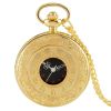 Vintage Charm Black Unisex Fashion Roman Number Quartz Steampunk Pocket Watch Women Man Necklace Pendant with Chain Gifts P427