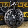 Steampunk Copper Vintage Hollow Gear Hollow Quartz Pocket Watch Necklace Pendant Clock Chain Men Women