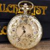 Steampunk Copper Vintage Hollow Gear Hollow Quartz Pocket Watch Necklace Pendant Clock Chain Men Women