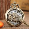 Rabbit Animal Roman Numerals Quartz Pocket Watch Easter Souvenir Hollow Case Steampunk Vintage Pendant Necklace Gifts Clock