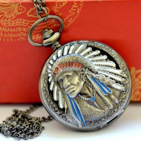 New Bronze Vintage Retro Wall Watch Indian Pattern Pocket Watch Necklace Pendant Men Women Watches Quartz Watches Relogio (Color: Z)