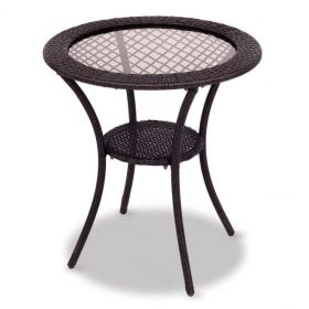 Outdoor Patio Rattan Bar Table Square Glass Top Table (Color: As the pic show)