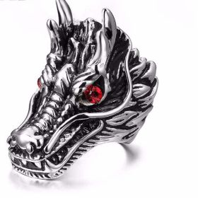 Dragon Dead Mens Red Stone Ring (size: 10)