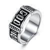 titanium steel mystery text men's ring vintage punk party gift jewelry size 8-12