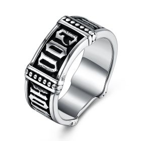 titanium steel mystery text men's ring vintage punk party gift jewelry size 8-12 (size: 8)