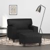 Sofa Chair with Footstool Black 23.6" Faux Leather