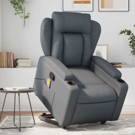 Stand up Massage Recliner Chair Gray Faux Leather (Color: Gray)