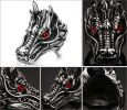 Dragon Dead Mens Red Stone Ring