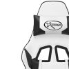 Massage Gaming Chair with Footrest White&Black Faux Leather