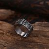 titanium steel mystery text men's ring vintage punk party gift jewelry size 8-12