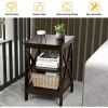 3-Tier X-Design Nightstands with Storage Shelves for Living Room Bedroom