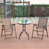 Garden Furniture Outdoor Patio Bistro 3 Pieces Set of Round Table and Folding Chairs