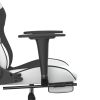 Massage Gaming Chair with Footrest White&Black Faux Leather