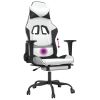 Massage Gaming Chair with Footrest White&Black Faux Leather