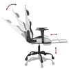 Massage Gaming Chair with Footrest White&Black Faux Leather