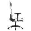 Massage Gaming Chair with Footrest White&Black Faux Leather